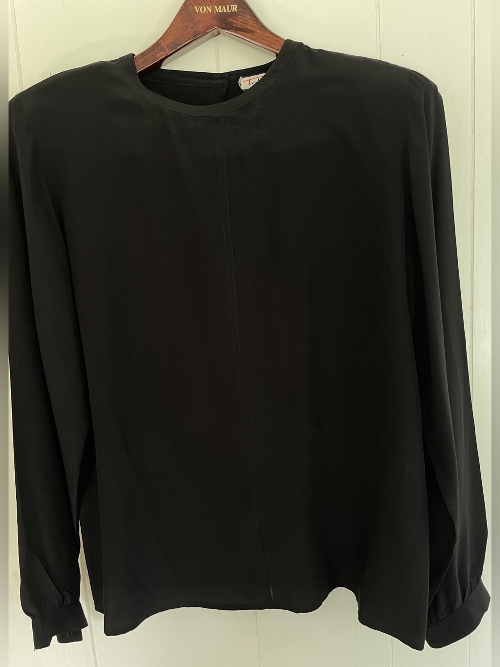 Talbots (Vintage) 100% Silk Black Long Sleeve Size-8